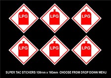 LPG GAS super tac vinyl stickers 100mm x 100mm packs of 1, 2, 4, 6 or 8 caravan