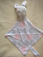 DOUDOU  PLAT LOSANGE LAPIN "OBAIBI OKAIDI" ROND BLANC ROSE GRIS ARGENT