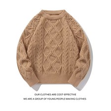 Knitted Sweaters Mens Autumn Knitwear Loose Casual High Neck Long Sleeve Sweater