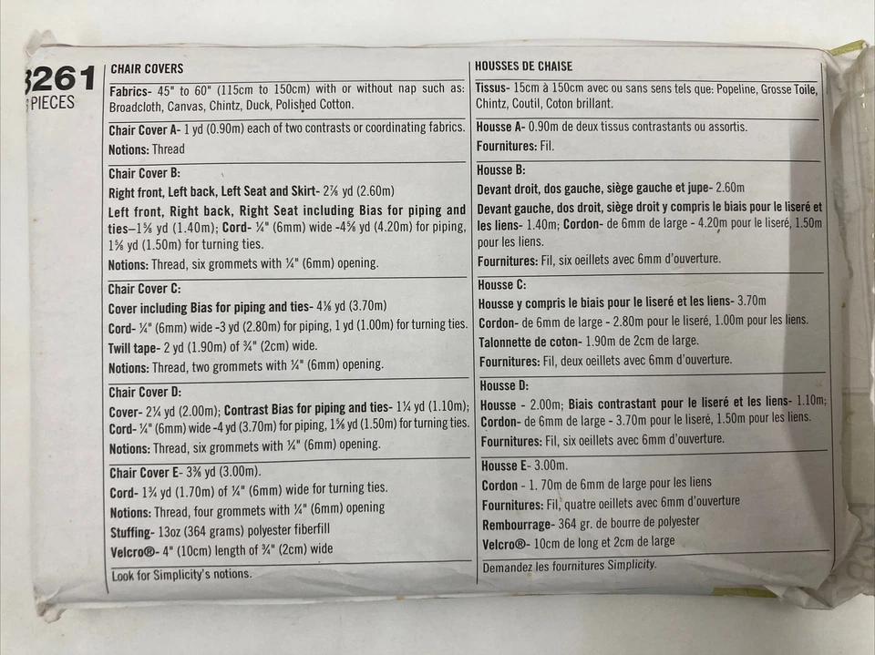 Furniture Cover Patterns Lot Of 2 Uncut Chair Couch Ottoman C13p - Image 3 of 4