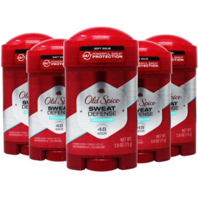 5 Pack Old Spice Pure Sport Plus Extra Strong Anti-Perspirant Deodorant 2.6 oz