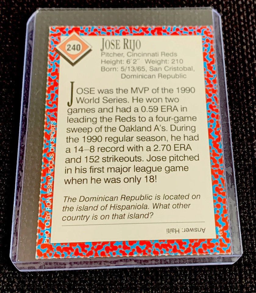 JOSE RIJO Rare Cincinnati Reds 1991 Sports Illustrated for Kids SI World Series - Image 2 of 2