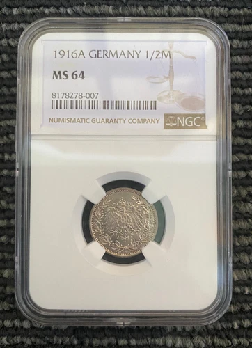 GERMANY 1/2M 1916A NGC MS 64