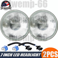 7 Inch Led Glass Headlight Round Original Classic Look Conversion Chrome Pair 7 Inch Led Glass Headlight Round Original Classic Look Conversion Chrome Pair