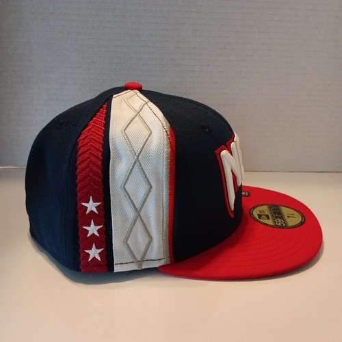 New Era Brooklyn Nets Men's Hat NBA City Edition Fitted Cap Size 7 1/8 Navy/Red - Picture 2 of 6