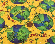 Earth* Frogs* Words*Leaves*on Yellow* Quilting Treasures * 100% Cotton *22