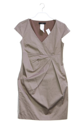 Max Mara WEEKEND Kleid Etuikleid Wickel-Optik Falten I 42 = D 36 taupe brown