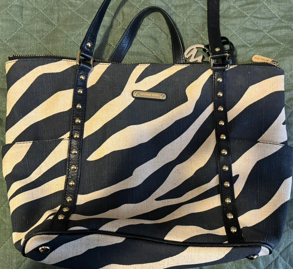 Michael Kors Zebra Print Canvas Tote Bag