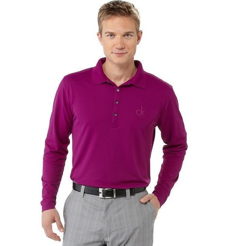 Calvin Klein Men Golfsmith Long Sleeve Tech Pique Polo Brand NEW with tag - Picture 2 of 5