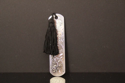 Sterling Engraved  "Mrs. McElroy" Lunt Bookmark with Tassel 14.5 Grams (ANT3862)