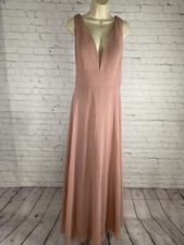 Sorella Vita Long Back Zip Sleeveless Blush Pink V Neck Bridesmaid Dress 20