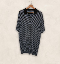 RLX Ralph Lauren Men's Large L Black Blue Striped Performance Golf Polo Shirt