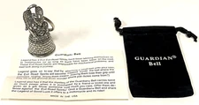GARGOYLE Guardian Bell Heavy Real Pewter w/Spiritual Card Hanger Ring Velvet Bag