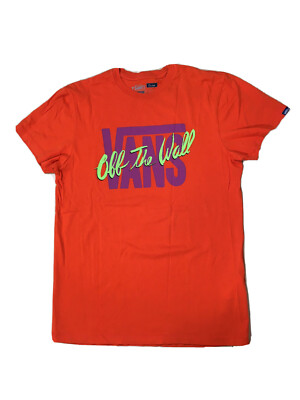 VANS Off The Wall T-Shirt Herren M Orange Skater Top w NEU Skateboard Wear Rundh