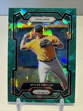 2024 Panini Prizm Green Cracked Ice Prizm #254 Myles Naylor A's