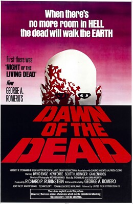 1978 Dawn Of The Dead Movie Poster 11X17 Stephen Peter Roger