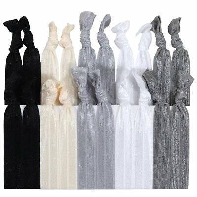 20 Elastic Hair Ties No Crease Ponytail Holder emi foe tie Ribbon jay Band Lot