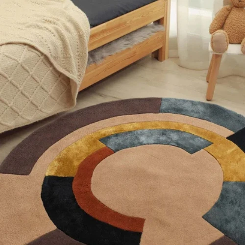 Round Rug, 8 ft Round Rug, Hand Tufted, 9x9, 10x10 Wool Round Carpet, Circle Rug - Image 2 of 4