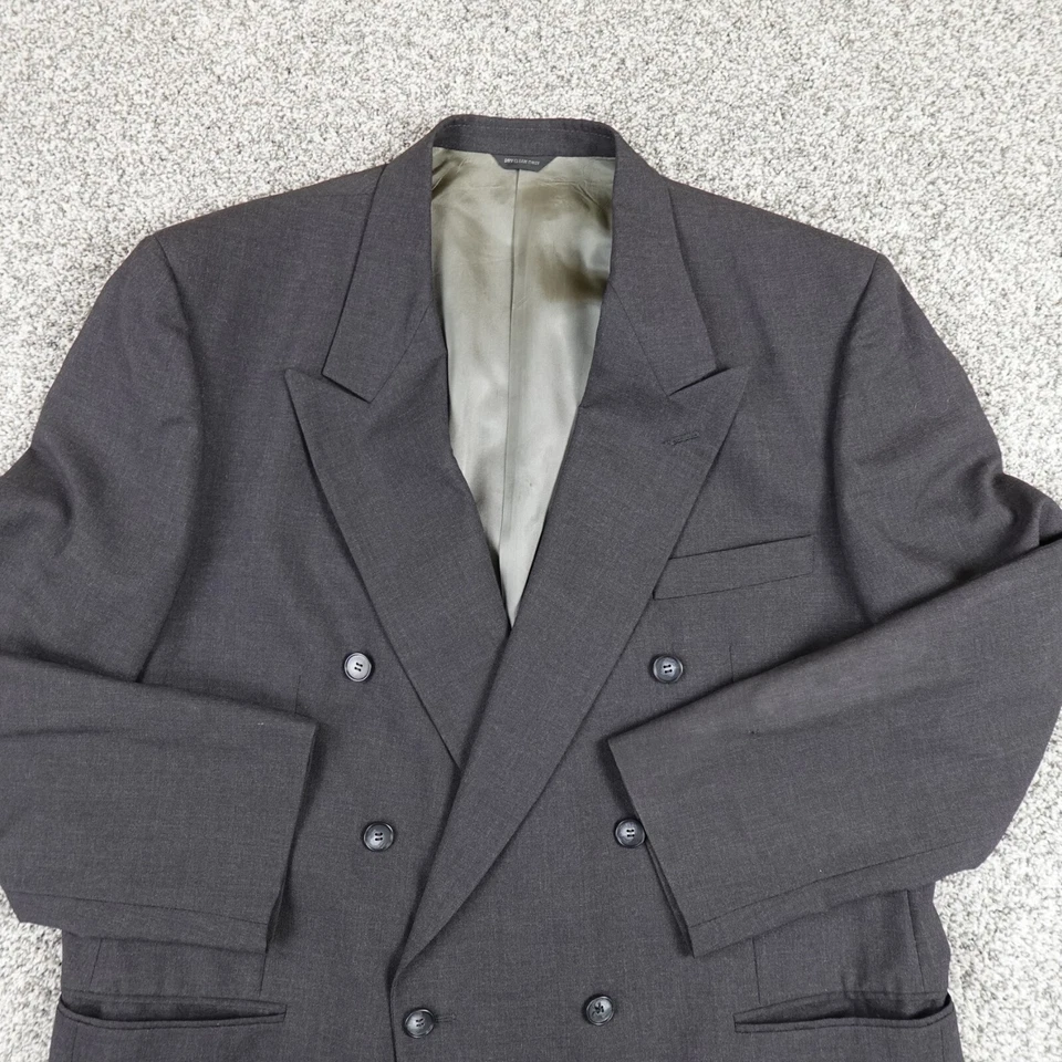 VTG Givenchy Monsieur Jacket Mens 46 Gray Wool Sport Coat Blazer Union Made USA - Image 2 of 4