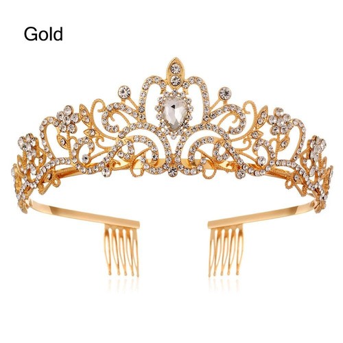with Combs Silver Tiara Crown Princess Rhinestone Crown Crystal Headband - Picture 16 of 27
