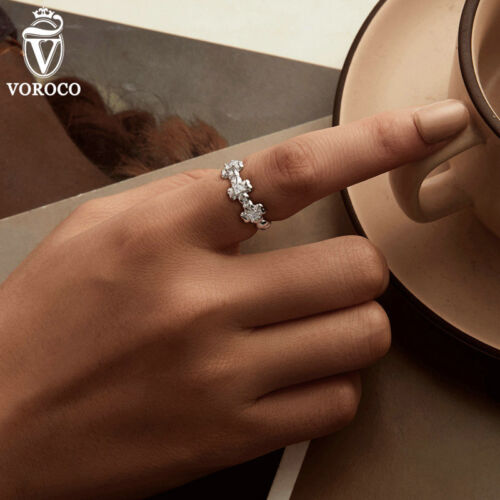 Anello Trifoglio Quattro Foglie Vroco Classic Real Argento Sterling 925 Donna Regalo Gioielli - Foto 4 di 15