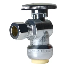1 Pc XFITTING 1/2" Push Fit x 3/8" OD Compression Angle Stop Valve, 1/4 Turn