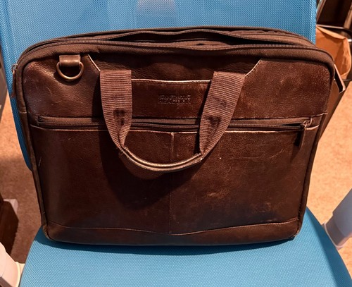 Kenneth Cole Reaction Double-Sided Colombian Leather Top Zip Laptop bag - Brown - Picture 7 of 13