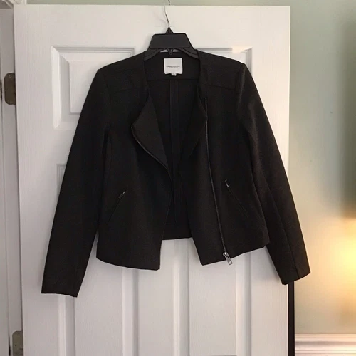 Catherine Malandrino Runway Style Faux Moto Style Jacket S Zip Up Charcoal