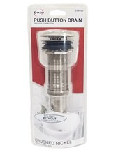 Danco 319930 Brushed Nickel Push-Button Sink Drain For Sinks WITHOUT Overflow