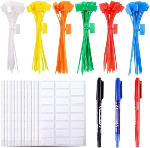 150pieces 6 Colors 6 Inch Nylon Cable Marker Ties Selflocking Cord Tags Write On
