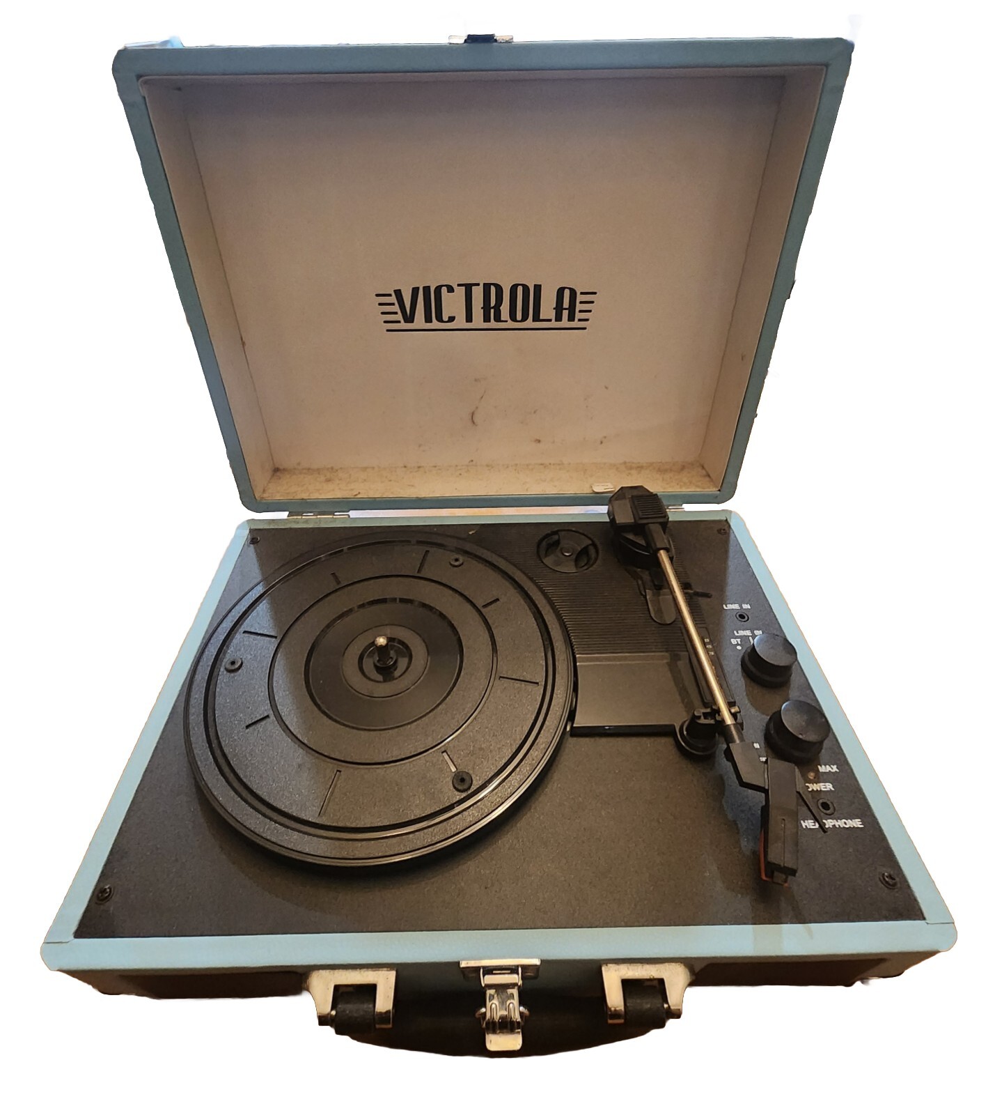 Tocadiscos Victrola maleta reproductor de discos - 3 velocidades turquesa. Necesita cable de alimentación