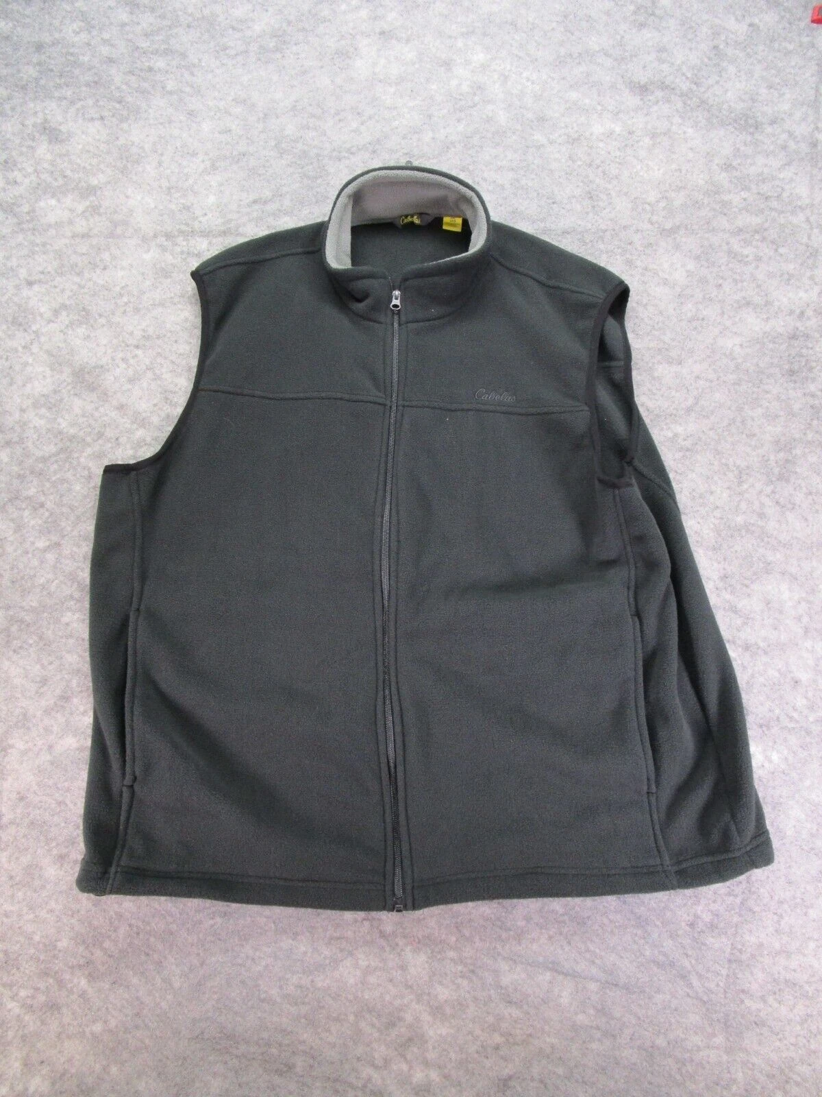 Cabelas Vest Mens Size 2XL Black Fleece full zip pockets