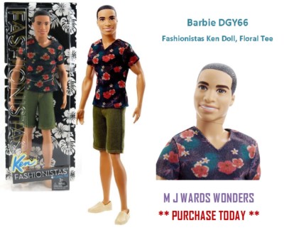 Barbie DGY66 - Fashionistas Ken Puppe, Blumen-T-Shirt