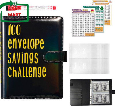 100 Envelopes Money Saving Challenge Binder, Budget Binder with Cash Envelopes, 