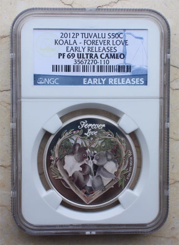 NGC PF69 UC 2012 Tuvalu 1/2oz Silver Coin - Koala - Forever Love