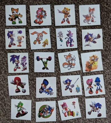 10 X Sonic Temporary Tattoo Children / Kids Birthday Party Bag Filler Game Plush