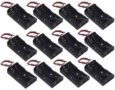 12Pcs 2 x 1.5V AA Battery Holder Case Box, 2 AA Battery Holder with Wire Leads