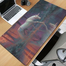 40 90cm1pc Enchanted Forest Horse Design XXL Mouse Pad - Non-Slip Rubber Base, L