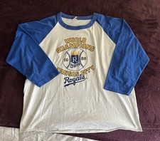 VTG 80s Kansas City Royals 3/4 Sleeve Shirt-Single Stitch-XL(fit L)Champs-MLB