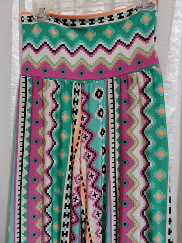 Hippie Boho Palazzo Hose weites Bein Gr. M mehrfarbig Stretch Pull On (ohne Saum) - Bild 2 von 6