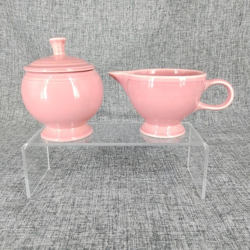 Vintage Fiesta Creamer & Sugar Bowl w Lid Set Rose Free Shipping