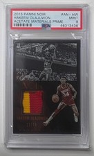 2015-16 Panini Noir Prime Game Worn Hakeem Olajuwon /49 PSA 9 HOF - POP 1