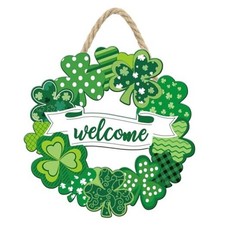 Wooden St. Patrick's Day Decoration Shamrock Door Wreath for Front Door Sign