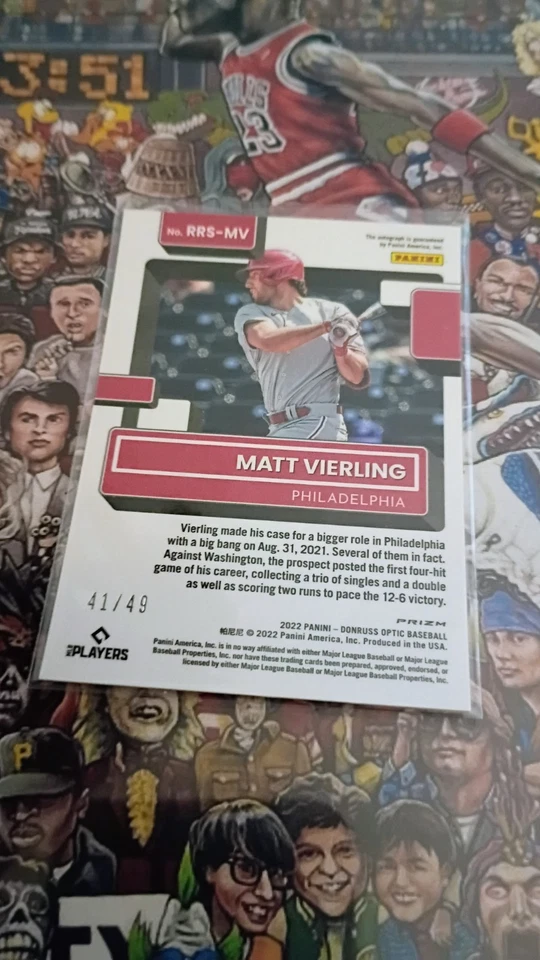 2022 Donruss Optic Pink Velocity Prizm Autograph /49 Matt Vierling RRS-MV - Image 2 of 2