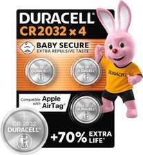 DURACELL CR2032 (4 PACK) LITHIUM BATTERY-10 YEARS SHELF WARRANTY-BABY SECURE