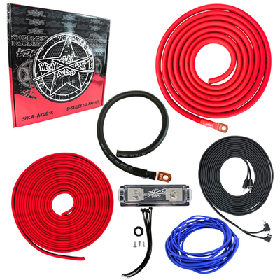 #ad Sky High Car Audio CCA 1 0 E Series Amp Kit Red Black Oversized AWG Complete $44.95