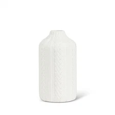 Matte White Knit & Cabled Look Vase