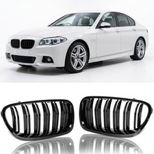 K�hlergrill Nieren Grill Passend F�r BMW 5er F10 F11 Gl�zend Schwarz Doppelsteg