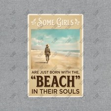 Vintage Style Metal Sign Beach Lover Gift Some Girls & The Ocean #987719
