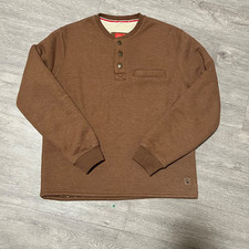 Coleman Men Henley Shirt Sherpa Lined Waffle Sz. Medium 1/4 Snap Copper Heather